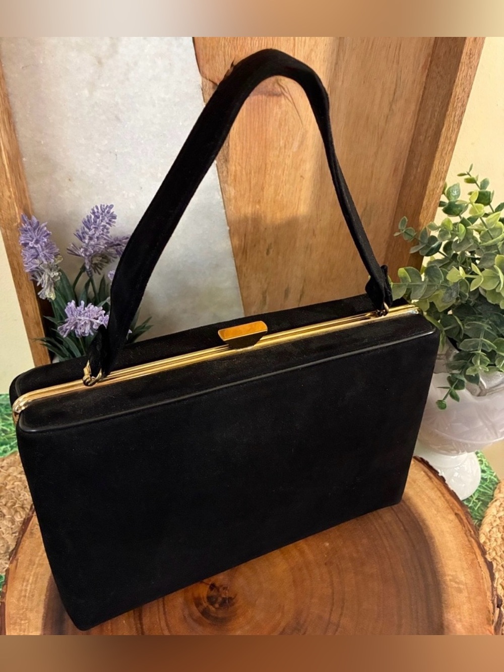 Elegant Black Velvet Handbag